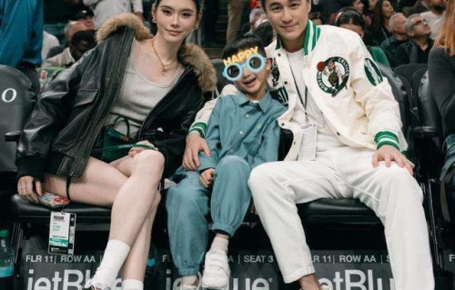 奚梦瑶晒照为儿子庆生，与何猷君搂孩子合照，6岁何广燊长高许多_网友_男孩_成长|篮球赛|生日|篮球